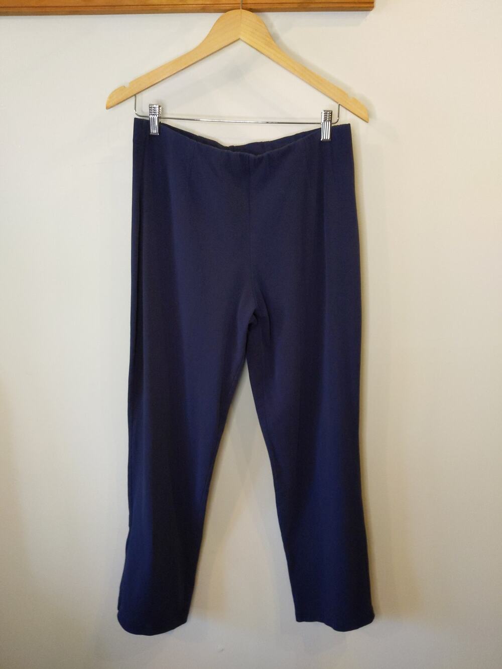LL BEAN Navy Blue Pants M PET Medium Petite Cotton Lycra Stretch Casual